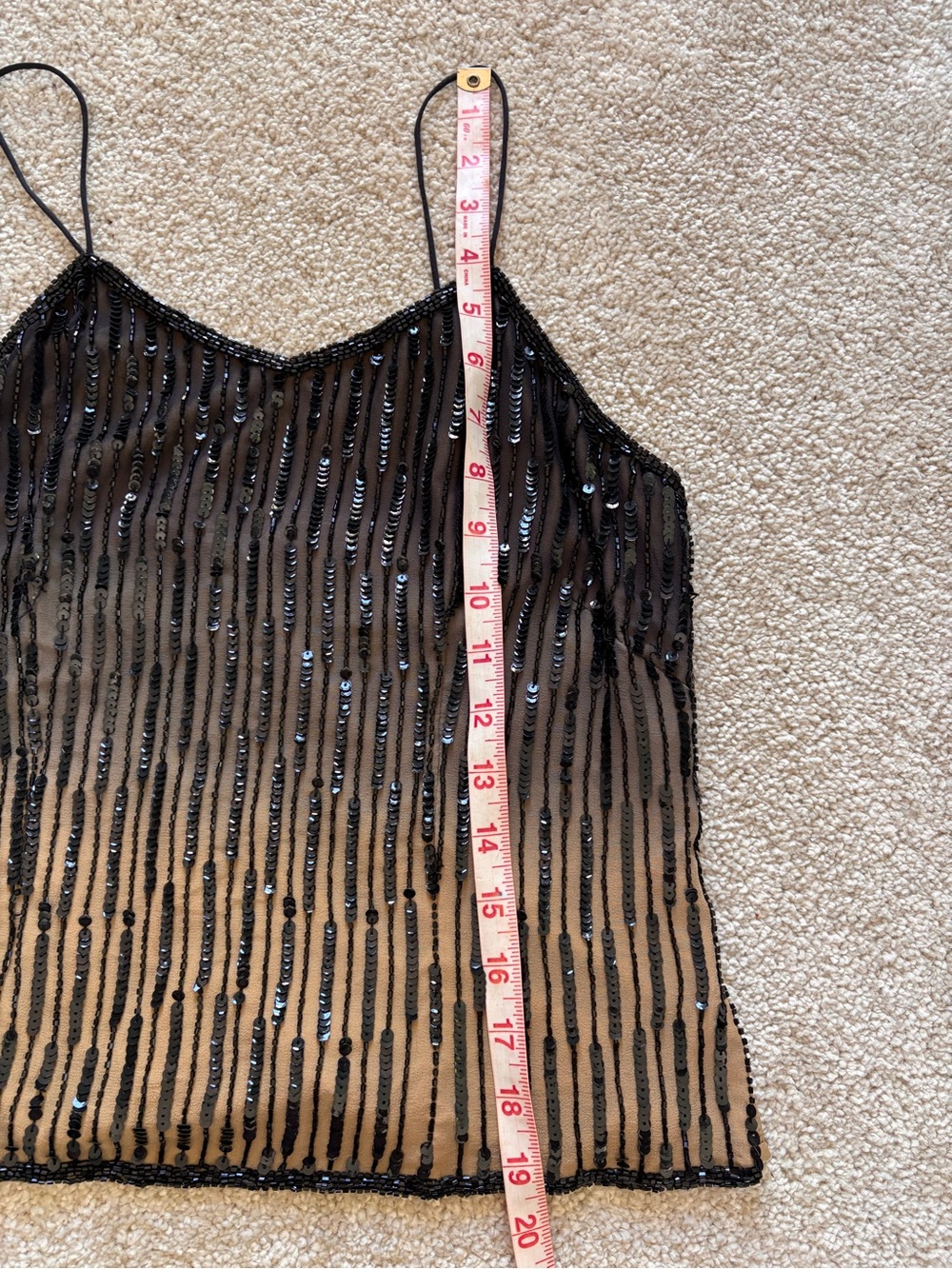 Cache 100% Silk Black Sequin Beaded Cami Tank Top Size S Evening Party - Picture 4 of 7